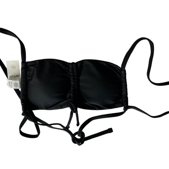 Aerie XXS Ruched Bandeau Tie back bikini top in black NW - Picture 4 of 8